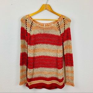 Free People Crochet Knit Long Sleeve Sweater XS